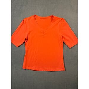 ELI Made in Peru Short Sleeve Coral Salmon T-Shirt Size 2 (Medium) Pima Cotton